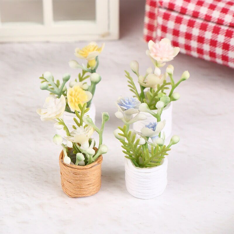 Miniature Bouquet Potted Plant, Vaso de flores, Bonsai, Home Garden Modelo, Dollhouse Decoração, Toy Doll, Acessórios, 1:12, 1:6, 1Pc