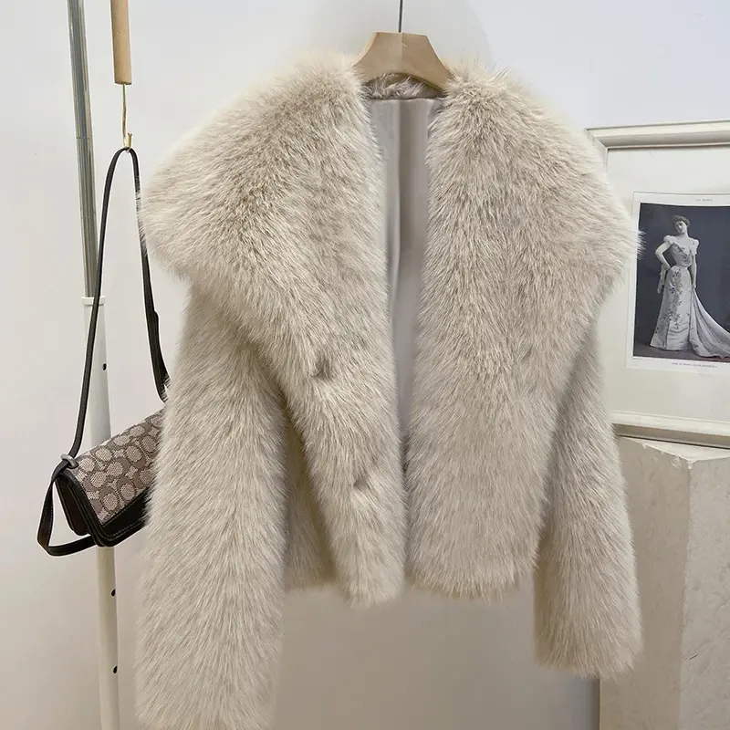 Sztuczne futro damskie eleganckie ciepłe pluszowe kurtki płaszcz na co dzień sztuczne futro moda odzież wierzchnia