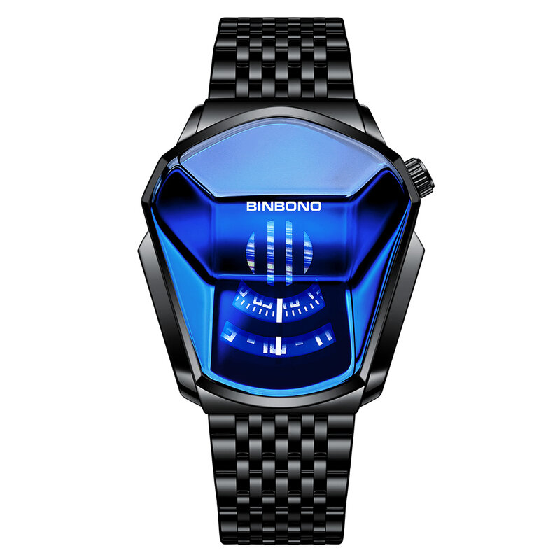 Binbond Top Fashion orologio da uomo, stile orologio grande, concetto di moto, stile business, orologio impermeabile, orologio con tecnologia nera