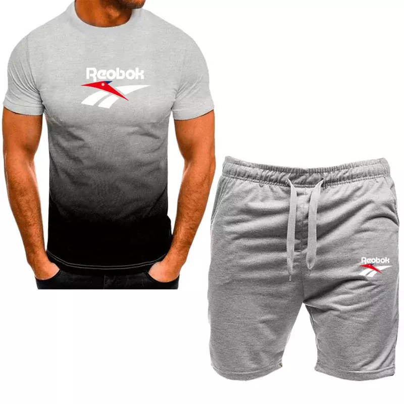 Camisetas y pantalones cortos para hombre, camisetas deportivas de manga corta estampadas, moda para correr, verano 2024, 2024