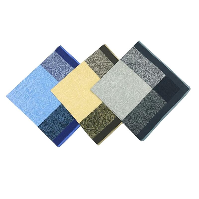 3 PCS Jacquard Pattern Handkerchiefs Cotton Pocket Square Hankies 16x16"