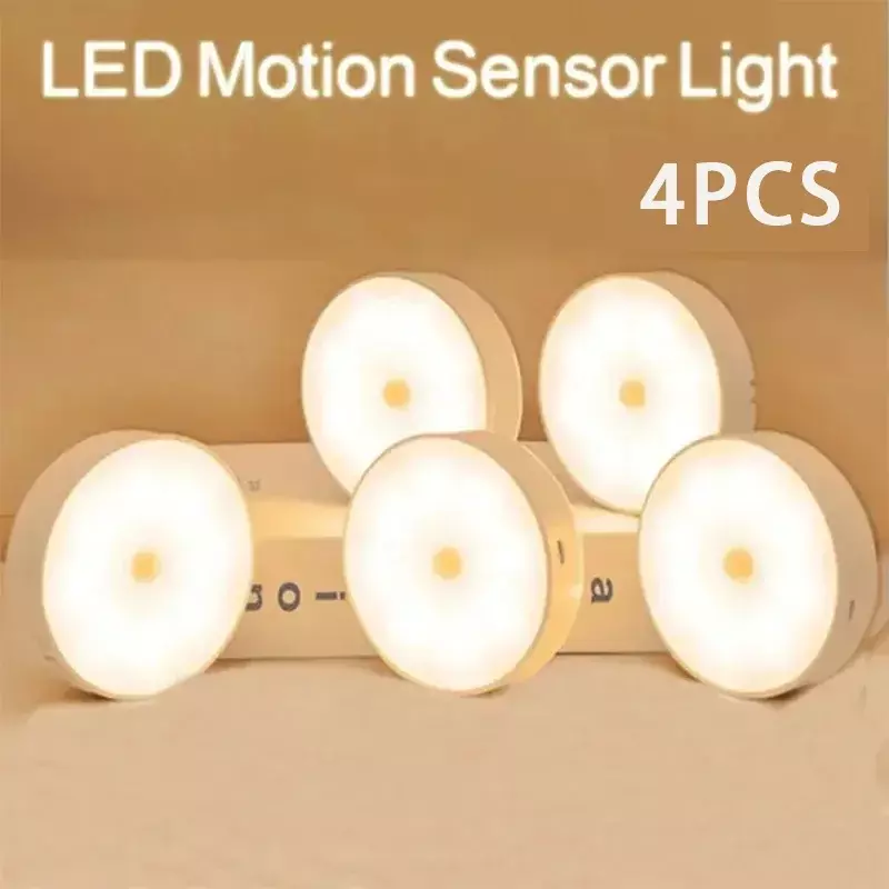 PIR lampu LED isi ulang Sensor gerak, lampu malam untuk lemari dapur, lampu lemari pakaian nirkabel, lampu tangga, lampu LED