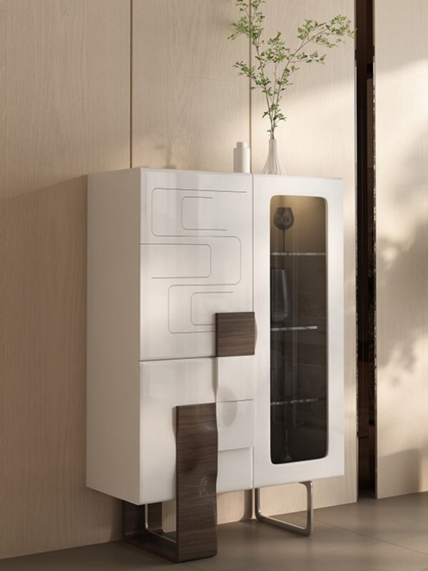 Armadietto d'ingresso armadietto per vino in legno massello credenza moderna e minimalista Foyer multifunzionale