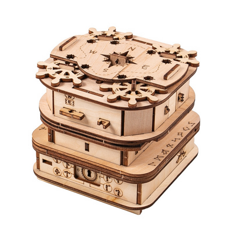 Davy Jones'Locker caja de rompecabezas, caja de regalo, rompecabezas de madera, rompecabezas de madera para adultos, rompecabezas de cerebro, Gadget de regalo de cumpleaños para hombres