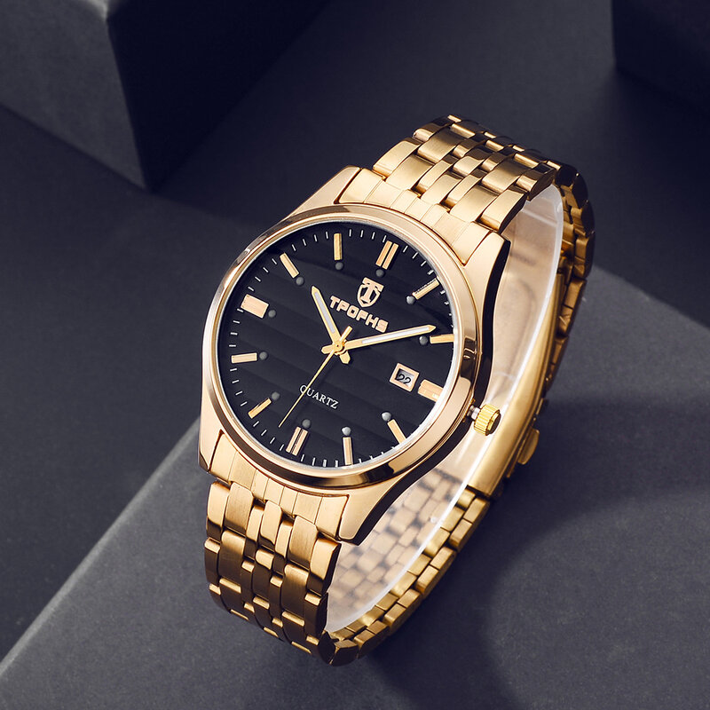 Zegarek świetlny kochanka zegarki luksusowe biznes ze stali nierdzewnej złoty zegarek mężczyźni klasyczny wodoodporny zegarek dla kobiet prezent dla par