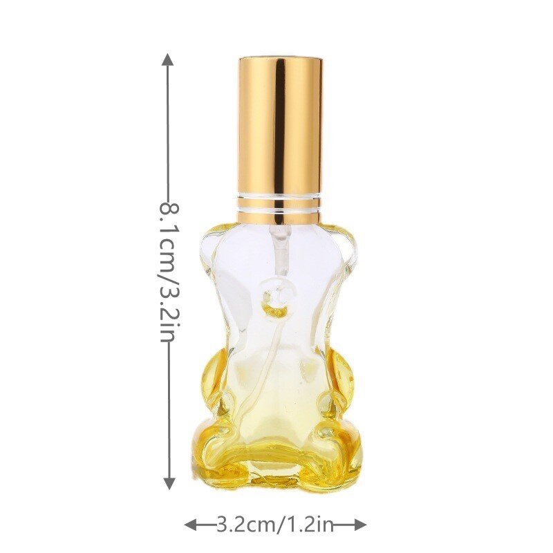 Botella de Perfume de vidrio en forma de oso, pulverizador de aroma recargable portátil, contenedor de cosméticos vacío, muestra pequeña, 10/15ml