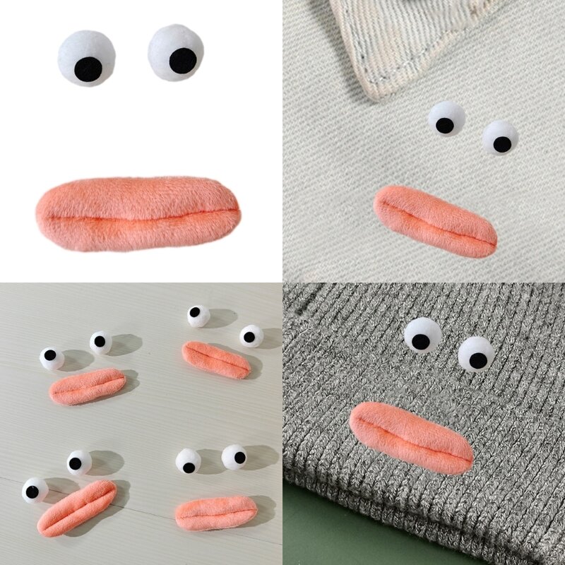 20/10pcs Eyes/Mouth Shape Patches DIY Hairpin Creative Accessories Clothing Bags Hair Barrettes Keychain Decoration