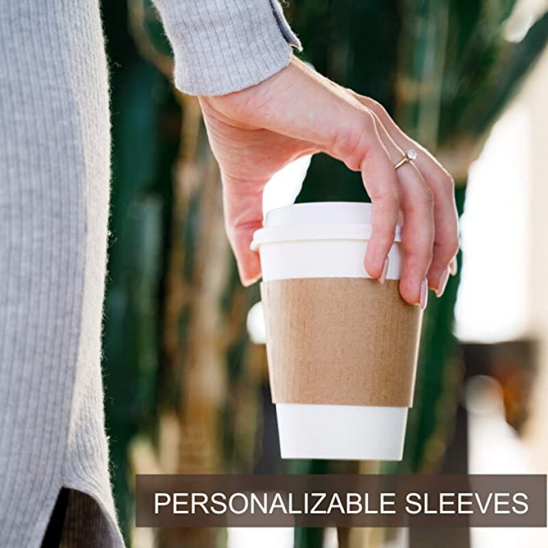 Taza de aislamiento de papel caliente de fabricante de productos personalizados, funda protectora desechable ecológica, tazas de café de papel corrugado