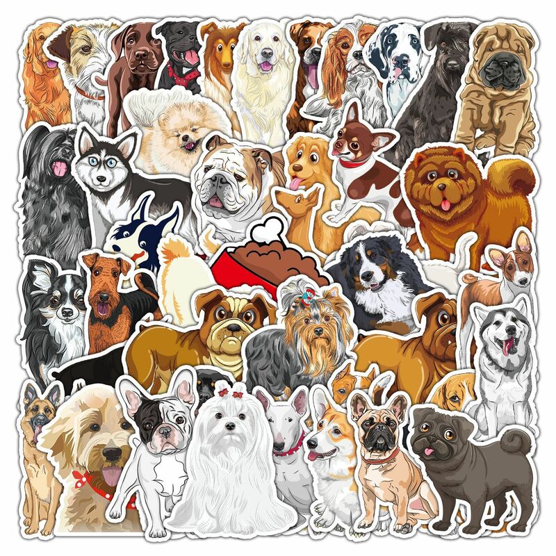 50Pcs Cartoon Cute Dog Series Graffiti Stickers adatto per caschi per Laptop decorazione Desktop adesivi fai da te giocattoli all'ingrosso