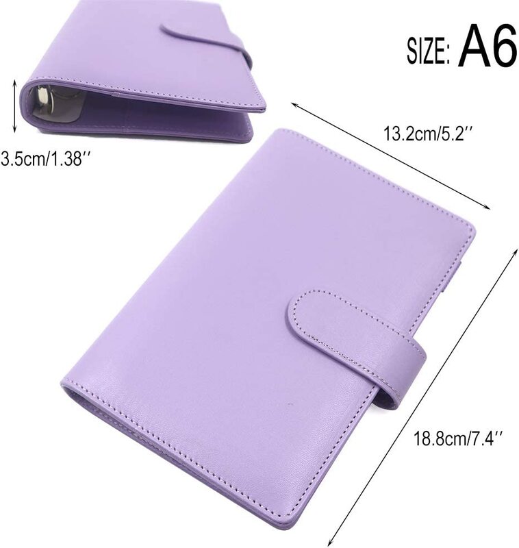 2 Pieces A6 PU Leather Notebook Refillable Budget Binder for A6 Filler Paper,Personal Planner Binder Cover with Magnetic Buckle