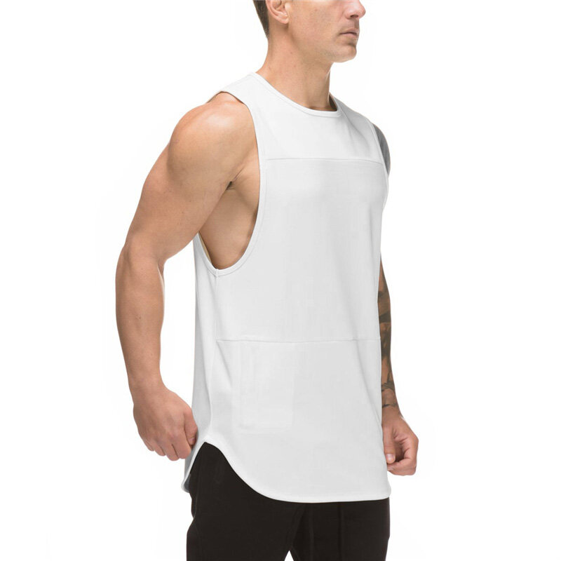 2023 model panas atasan Tank elastis tanpa lengan leher O kasual pria musim panas Mesh sejuk cepat kering kaus otot kebugaran Gym