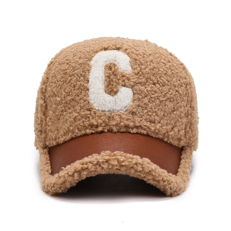 2022 neue Winter Caps Brief Stickerei Lamm Wolle Baseball Kappe Teddy Kaschmir Warme Capss