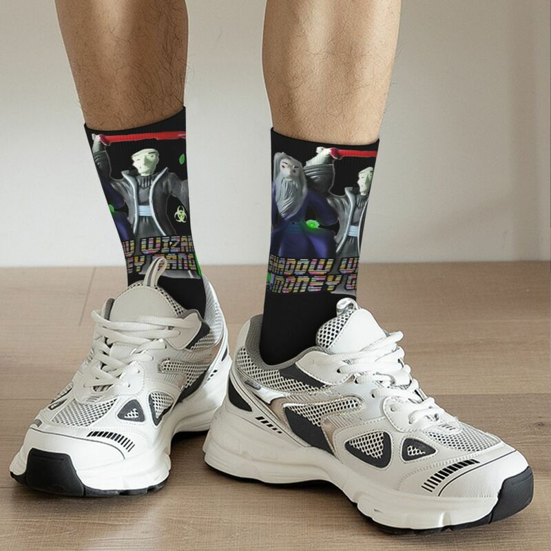 Kaus kaki kru nyaman desain tema Gang uang penyihir Retro produk semua musim kaus kaki tengah kaus kaki menyerap keringat