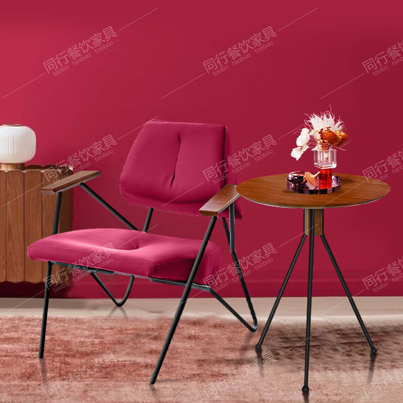 New Chinese style extraordinary magenta Chinese style popular color bar milk tea shop coffee shop table and chair combination