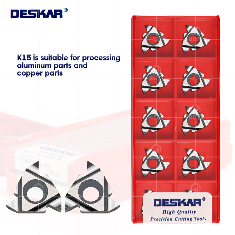 Deskar-herramienta de torneado de roscado, cortador de torno CNC, inserto de corte para aluminio, 100% Original, 16ER, 16IR, A55, A60, G55, G60, AG55, AG60, K15
