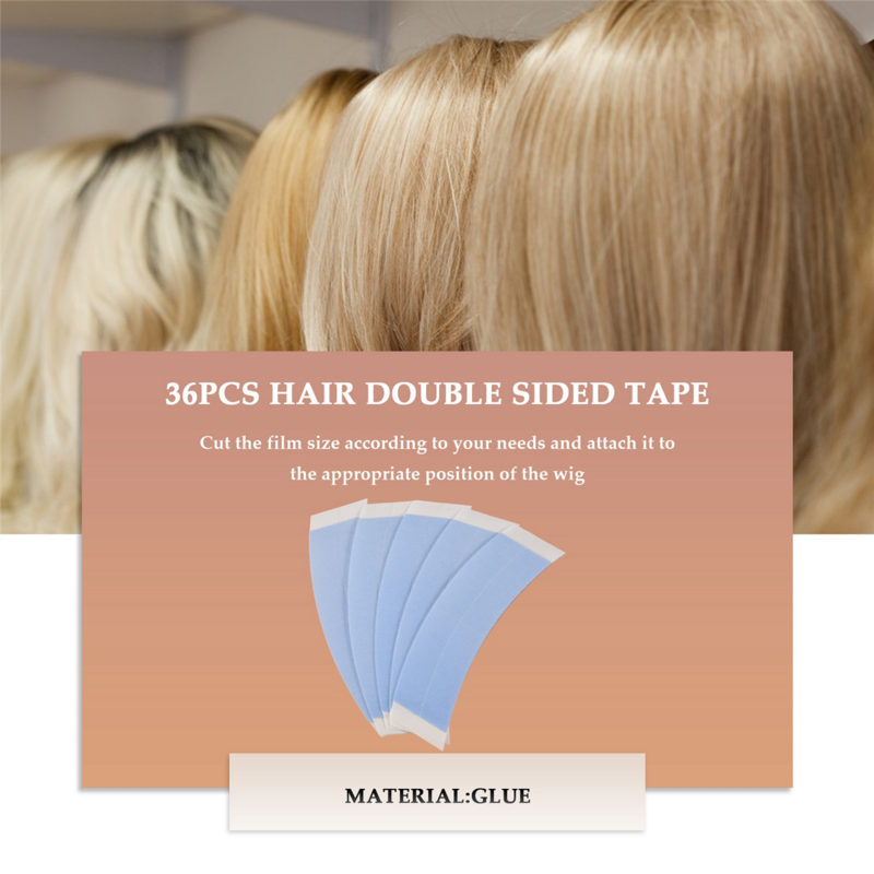 Fita adesiva fixa azul da peruca, fita estendida do cabelo, impermeável para Toupee, filme da peruca do laço com linha de corte 36 pcs por lote