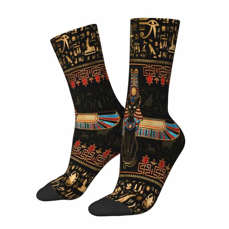 ถุงเท้าแมวอียิปต์มีปีกสำหรับผู้ชายและผู้หญิงถุงเท้าฤดูใบไม้ผลิสำหรับแมวฮิปฮอป