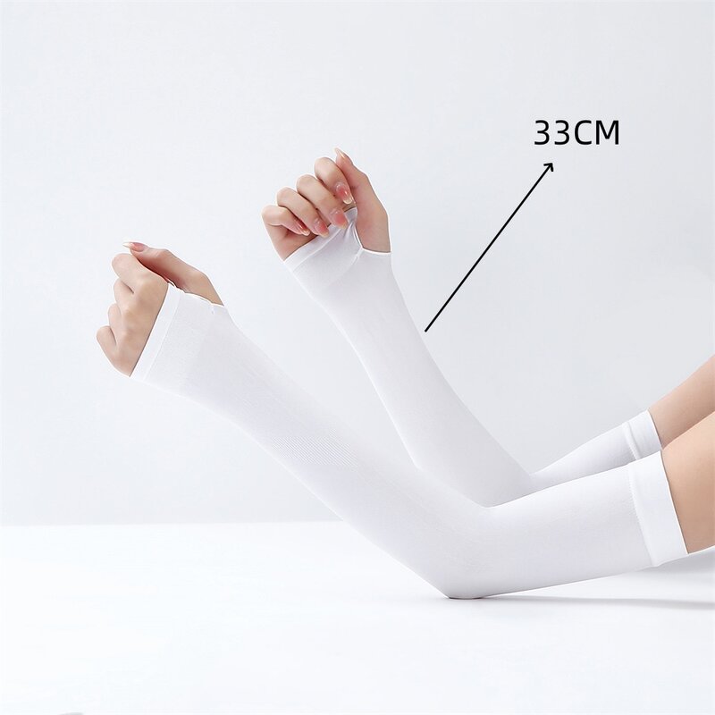 1 Pair Ice Silk Sun Protection Arm Covers Unisex Long Gloves Outdoor Cycling Running Fishing Driving Cool Anti-UV Arm Sleeves
