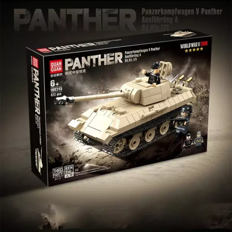 WW2 Military Panzer Panther Medium Tank Panzerkampfwagen V Panther Building Blocks World War II Figures Bricks Model Toys Gift