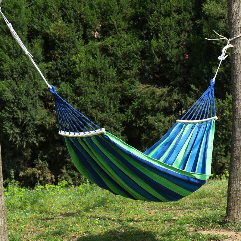 Outdoor Canvas Camping Hammock 260*150cm Upgraded Thickened Hammock With Two Anti Roll Balance Beam Hanging Chair