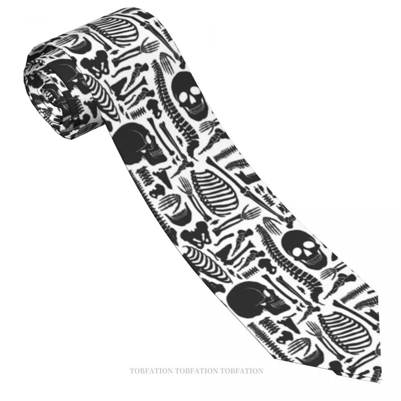 Ludzkie kości czaszka nowy krawat z nadrukiem 3D o szerokości 8cm krawat poliestrowy koszula akcesoria do dekoracji imprez