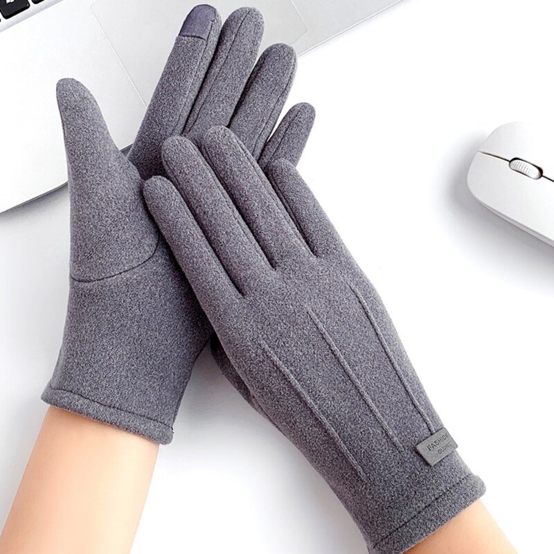 Gants en peluche double face pour écran tactile, gants chauds coupe-vent, prévention du froid