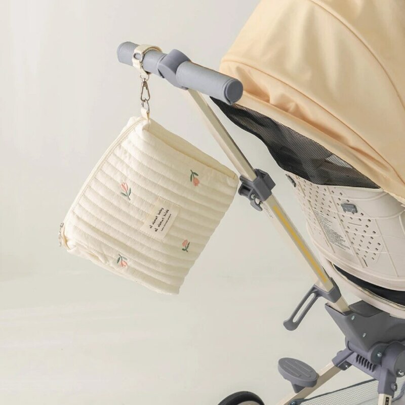 Bolsa de mamá bordada con estampado bonito, bolsa de pañales con cremallera para bebé recién nacido, bolsas de almacenamiento para cochecito de viaje, novedad