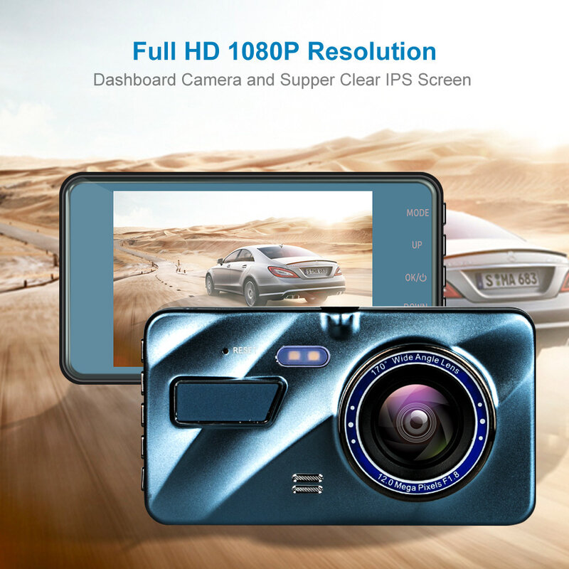 Full HD traço Cam carro DVR, WiFi, 1080P, visão traseira, gravador de vídeo, Black Box Dashcam, câmera automática, GPS Logger, acessórios do carro, 4.0"