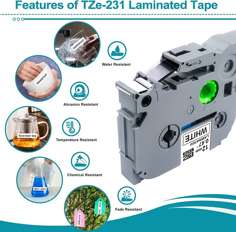 1 pz tze 231 nastro per etichette 12mm compatibile Brother tze335 131 Fx231 Fx221 6/9/12mm nastro per Brother p touch PTH110 D210 etichettatrice