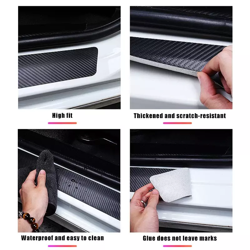 Carbon Fiber Car Door Pedal Strips for Nissan Pathfinder Logo Auto Door Threshold Trunk Sill Protective Bumper Guard Stickers