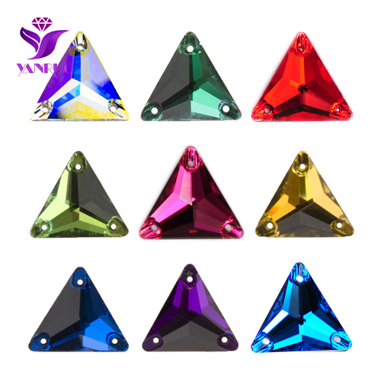 YANRUO – cristaux de verre à coudre toutes les couleurs, Triangle, couture sur pierres, couture, strass Leotard, vêtements, pierres précieuses, 3270