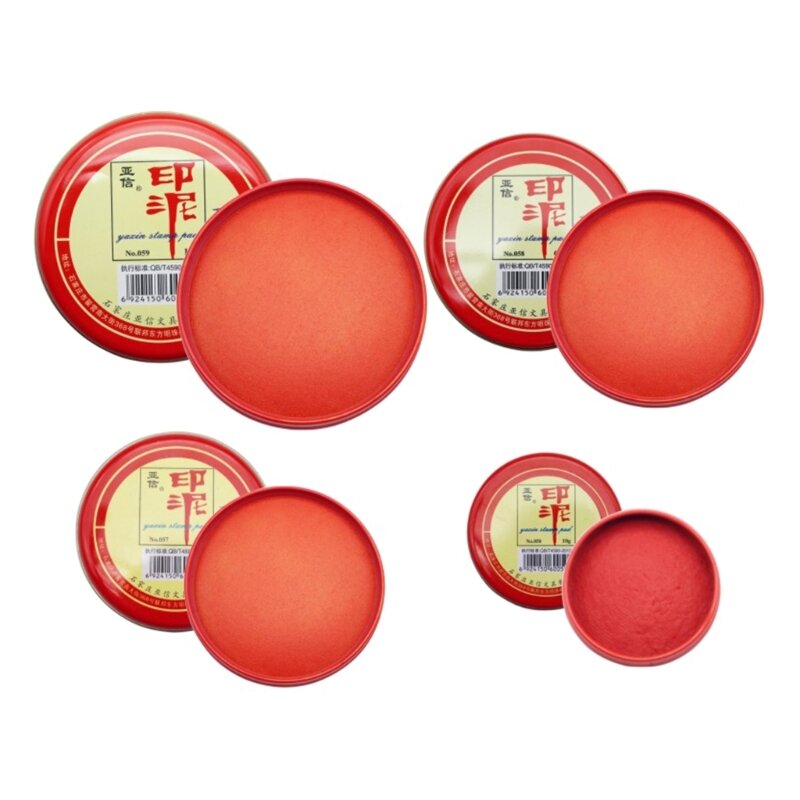 G5AA Round Red Stamp Pad Durable Red Stamp Ink Pad Chinese Yinni Pad Quick-Drying Red Ink-Paste Calligraphy Painting Supplies