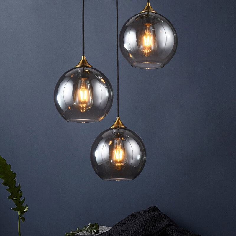 Luces colgantes de cristal modernas, lámpara colgante LED E27 para cocina, restaurante, sala de estar, decoración interior del hogar