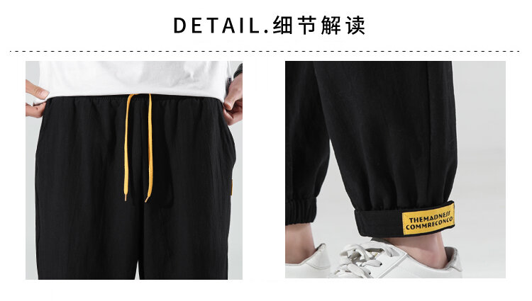 Celana Hallen longgar kasual musim panas 100% katun celana panjang sepergelangan kaki Jepang trendi pria 5XL