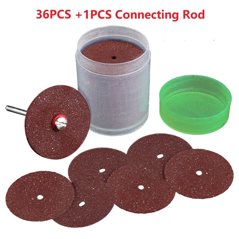 36Pcs 24mm Mini Cutting Discs Resin Circular Saw Blades Grinding Wheels With Connecting Rod For Dremel Rotary Tools