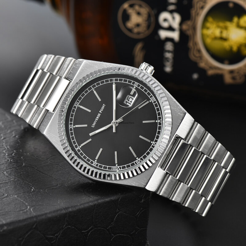 Relógio Quartz Aço Inoxidável para Homens, Moda de luxo, Relógios Calendário, Relógio de pulso