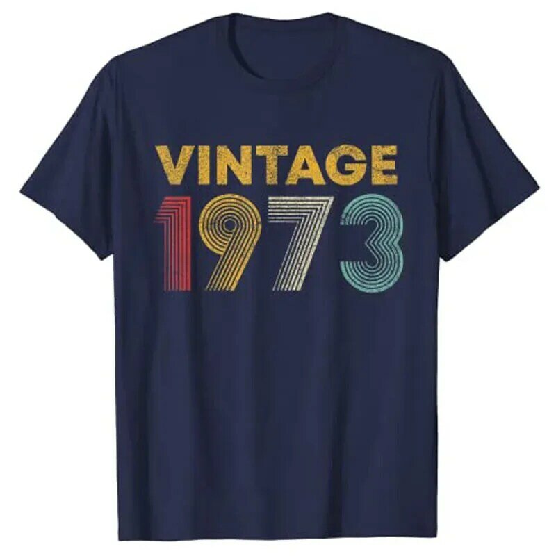 Camiseta Vintage de 51 años para hombre y mujer, ropa con frase, productos personalizados, letras estampadas, regalo de cumpleaños, 1973