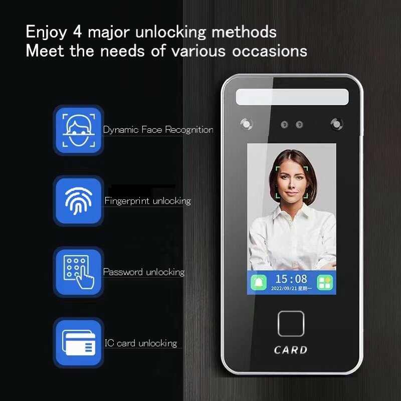S1000 Biometric Face Recognition Time Attendance Machine System With keyboard Fingerprint Reader Facial Time Clock