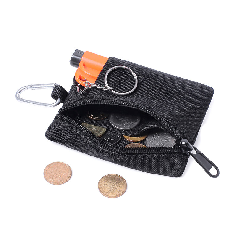 Carteira tática multifuncional com mosquetão, EDC Molle Pouch, Zipper Pack, Travel Belt Bag, Coin Purse, 1Pc