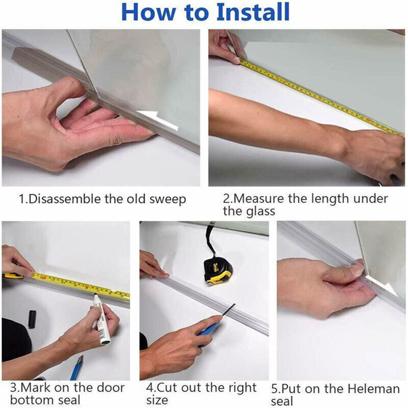 Shower Door Seal Water Deflector Rubber Strip Home Bathroom Accessories Replacement 50cm 6/8/10/12mm Transparent