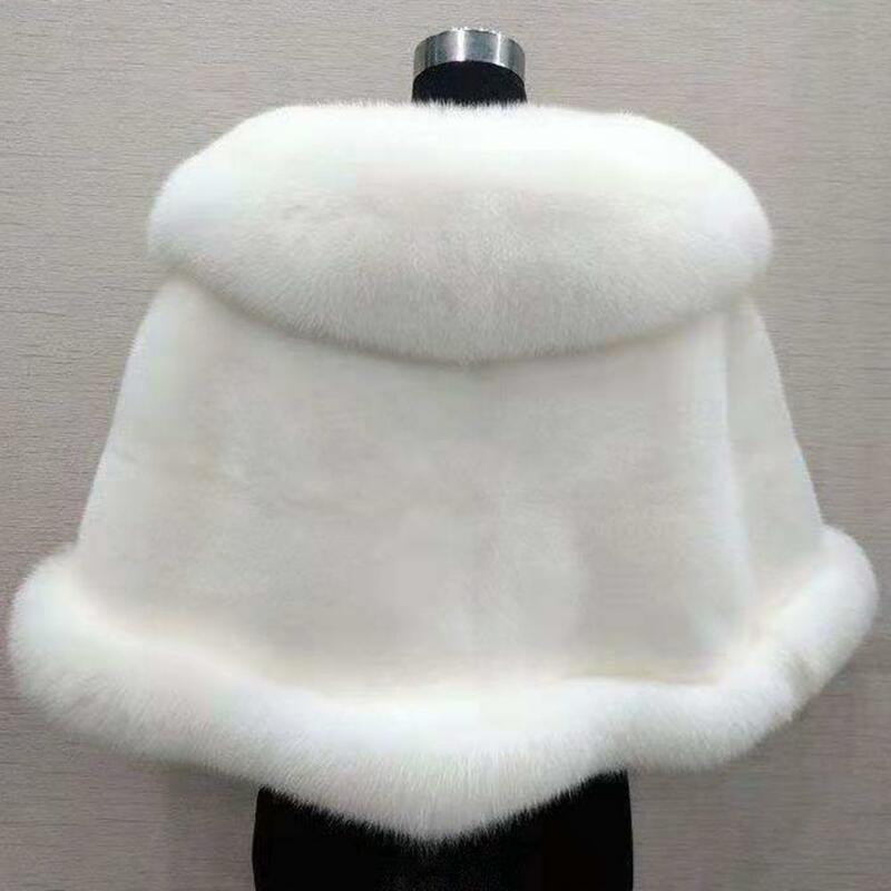 Engrossado quente cor sólida fofo capa casaco feminino inverno falso vison pele de raposa xale nupcial xale casamento cabo vestido de senhora capa