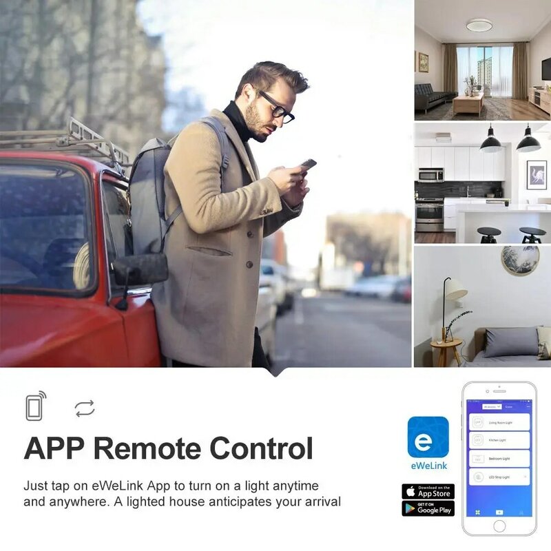 Sonoff-Controle remoto com interruptor inteligente, R2 básico, WiFi, interruptor DIY, controle de aplicativos eWeLink, compatível com Alexa, Google Home