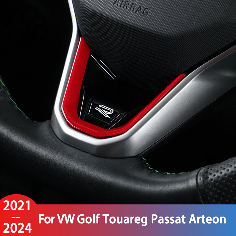 For Volkswagen Golf Passta Arteon Steering Wheel Trim R Logo Carbon Fiber Pattern R Stickers Fits VW Bora ID.3 ID.4 ID.6 2021-24