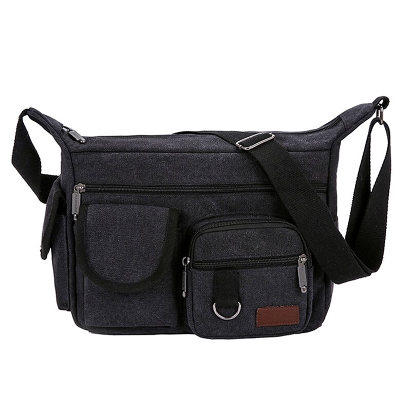 Multi-Pocket Canvas Men's Shoulder Bag Fashion Large Capacity Tool Bag Casual Men's Shoulder Messenger Bag