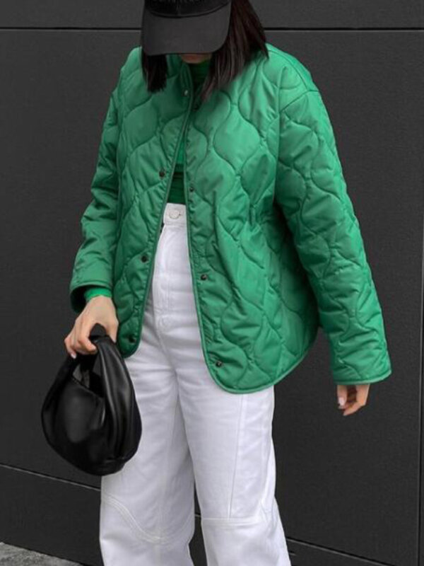 Msfancy Green Jackets Spring 2022 Women Oversized Veste Matelassee Femme Bomber Jacket Streetwear