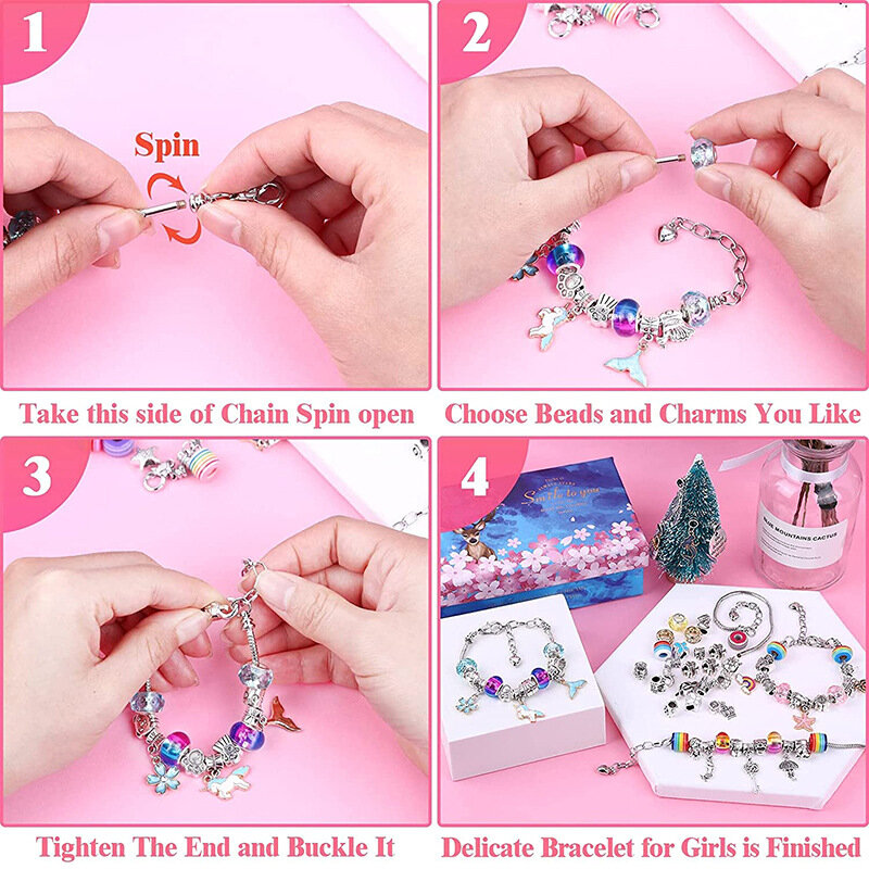 DIY Charms Bracelet Making Set Spacer Beads Pendant Accessories for Bracelet Necklace Jewelry Making Creative Children Gifts New