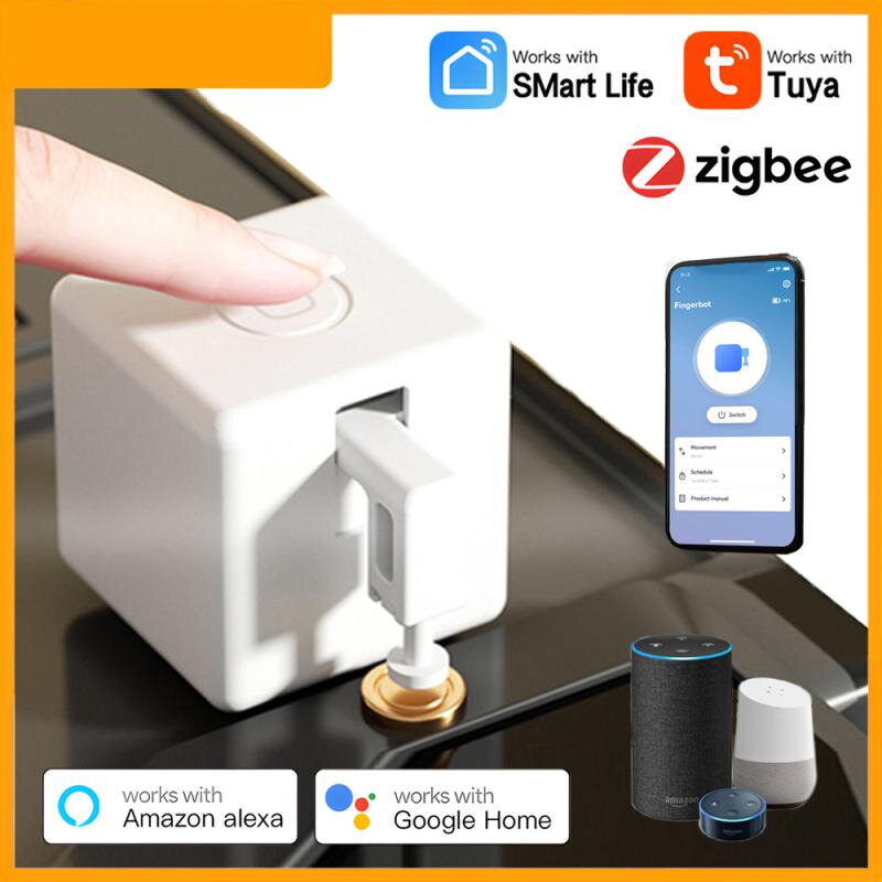 Tuya Smart Bluetooth Zigbee Finger Robot Switch Button Pusher Smart Life Timer Voice Control with Alexa Google Home Assistant