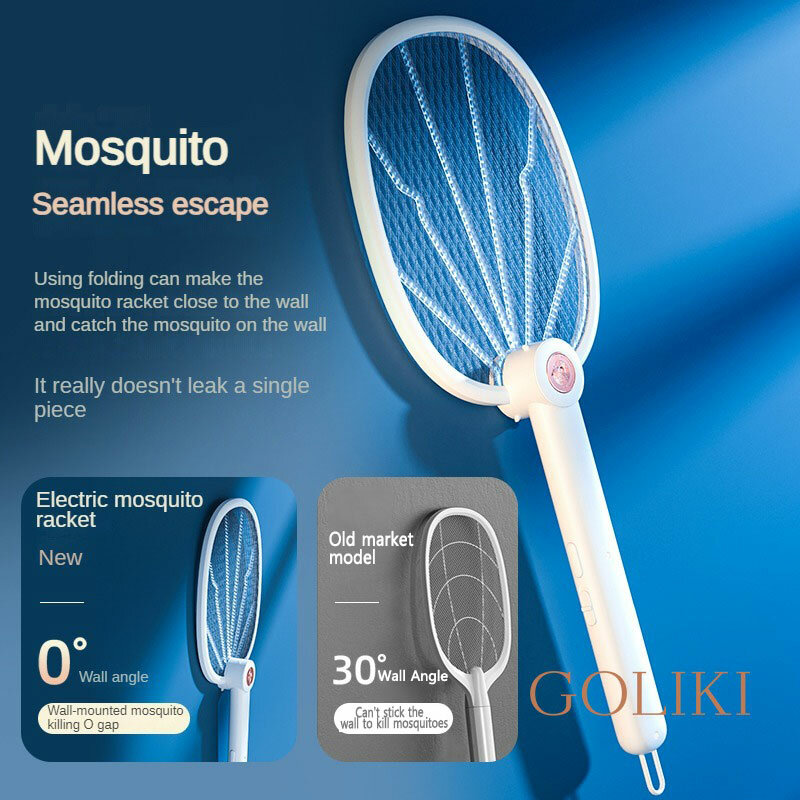 Dobrável assassino Mosquito elétrico Zapper, Melhorar, 1200mAh, USB, Anti Mosquito assassino