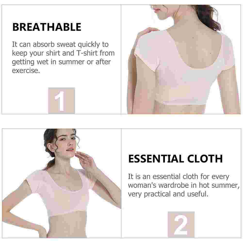 Suor respirável das mulheres, absorvente de seda, manga curta