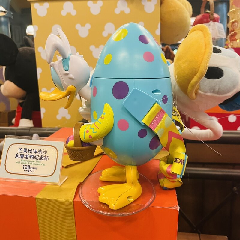 Cartoon Anime Water Cup com palha cruz oblíqua, copo de água fria, pato Donald, Shanghai Disneyland Agency Purchase, Spring Egg, 2024